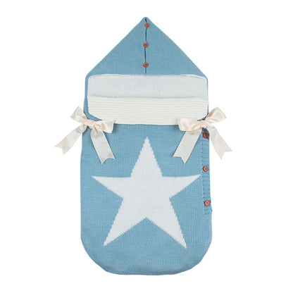 ELECTROPRIME Newborns Five Star Knitted Sleeping Bags Winter, Color: Light Blue