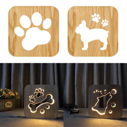 ELECTROPRIME Creative Shape Wooden Night Lamp Bedroom Decoration Warm Light LED(Wolve)