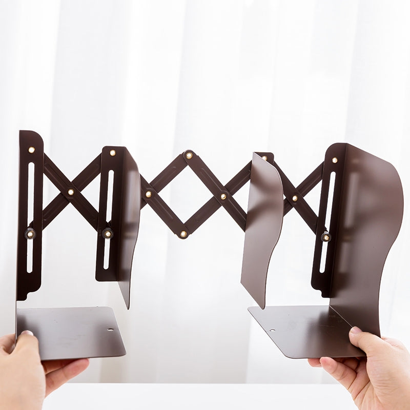 ELECTROPRIME Cartoon Battleman Pattern Bookshelf Metal Bookend Desk Holder Stand Stretchable Bookstand Organizer Stationery(Brown)