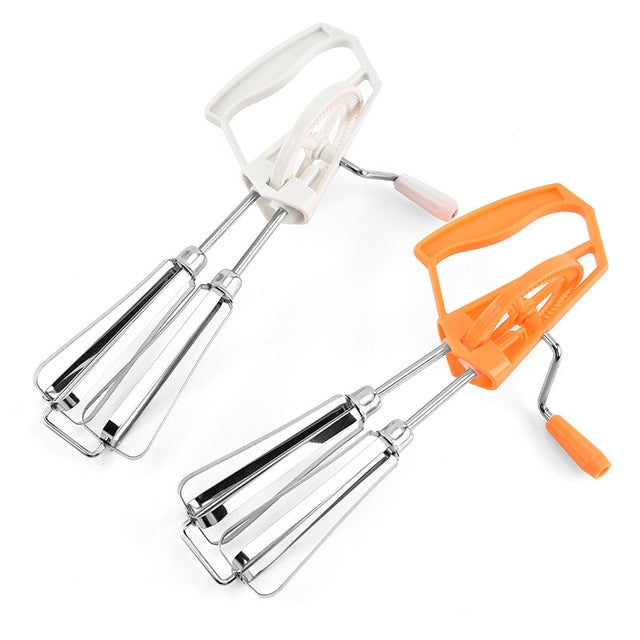 ELECTROPRIME Double Rotation Hand Whisk Egg Beater Stainless Steel Kitchen Blender Random Color Delivery