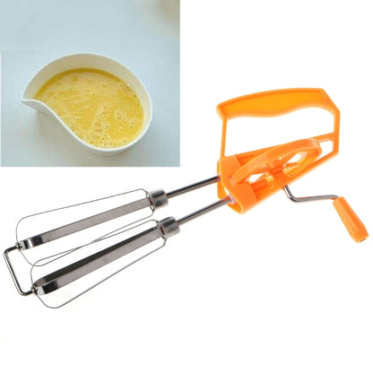 ELECTROPRIME Double Rotation Hand Whisk Egg Beater Stainless Steel Kitchen Blender Random Color Delivery