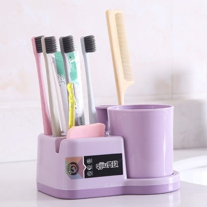 ELECTROPRIME Qijiu Household Bathroom Double Drain Mouth Mug Toothbrush Holder Creative Multi-function Rack(Purple)