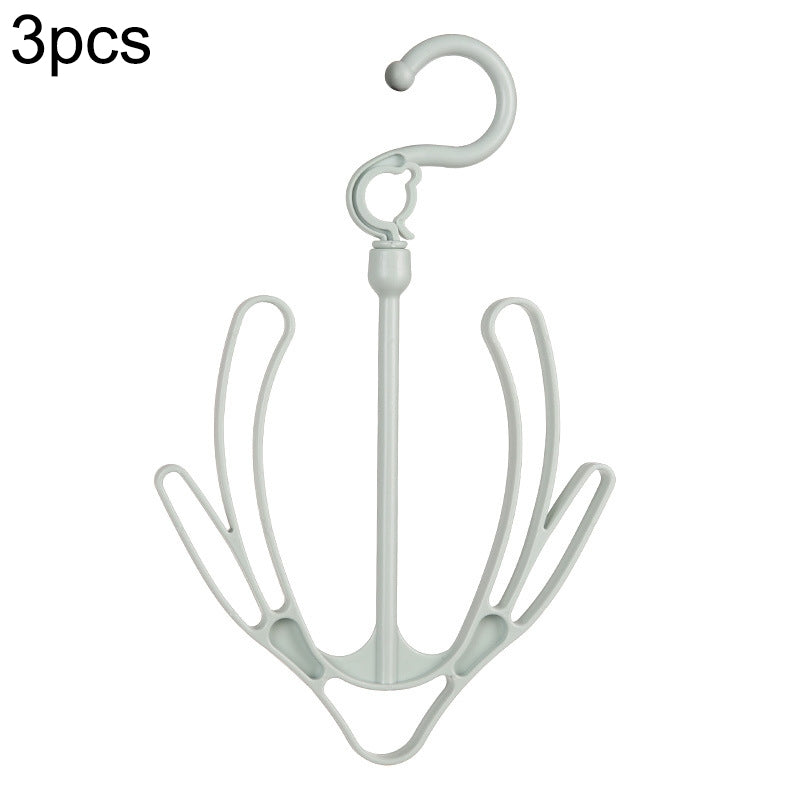 ELECTROPRIME 3pcs Creative Multi-function Outdoor Windproof Double Hook Hanging Shoe Rack Movable Thick Drying Rack(Green)
