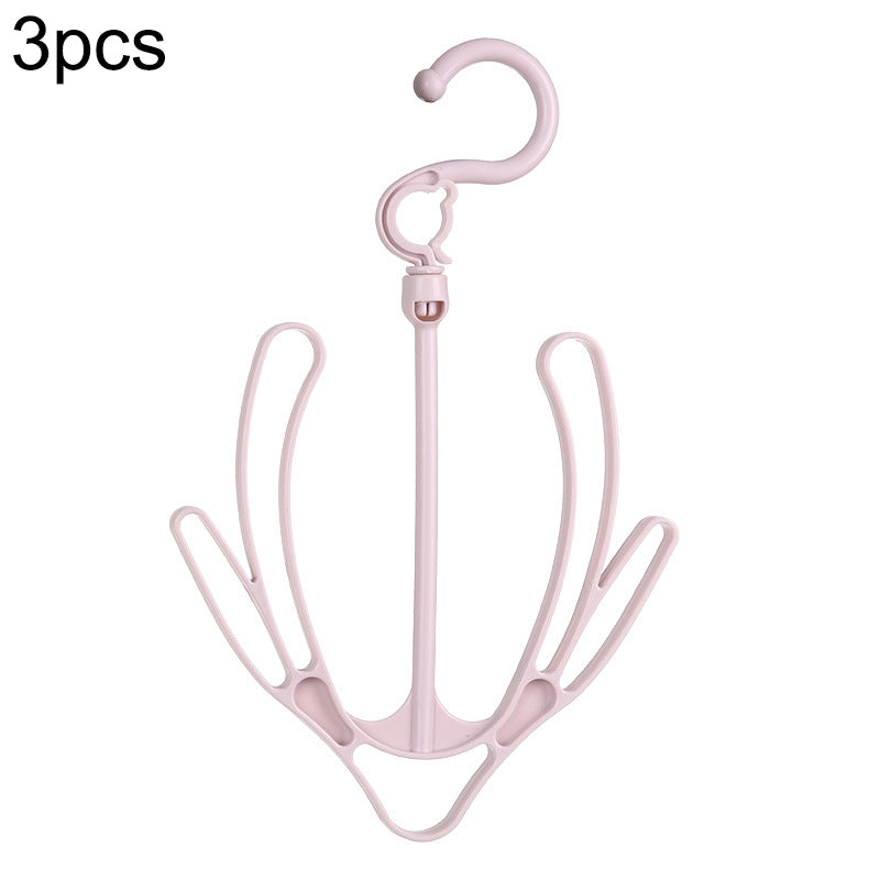 ELECTROPRIME 3pcs Creative Multi-function Outdoor Windproof Double Hook Hanging Shoe Rack Movable Thick Drying Rack(Pink)