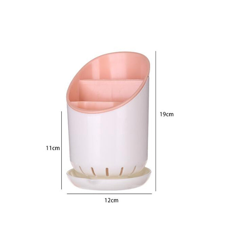 ELECTROPRIME Creative Multi-function Double Drain Shelf Kitchen Chopsticks Storage Bucket Tableware Storage Box, Color:Pink