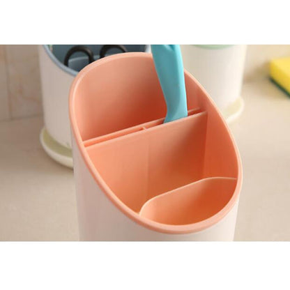 ELECTROPRIME Creative Multi-function Double Drain Shelf Kitchen Chopsticks Storage Bucket Tableware Storage Box, Color:Green