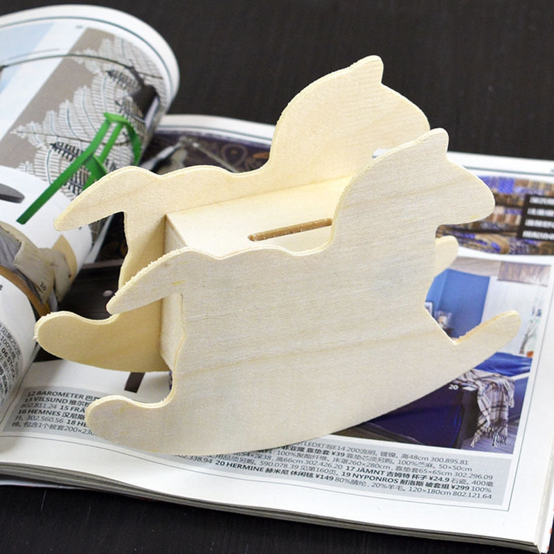 ELECTROPRIME Lovely Child DIY Wooden Trojan Piggy Bank, Size: 14.8x11cm