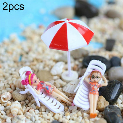 ELECTROPRIME 2 PCS Miniature Sun Umbrella DIY Home Garden Decoration Cute Umbrella Table Ornament Handicrafts, Size:L(Red)