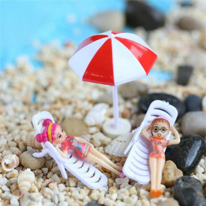 ELECTROPRIME 2 PCS Miniature Sun Umbrella DIY Home Garden Decoration Cute Umbrella Table Ornament Handicrafts, Size:L(Red)