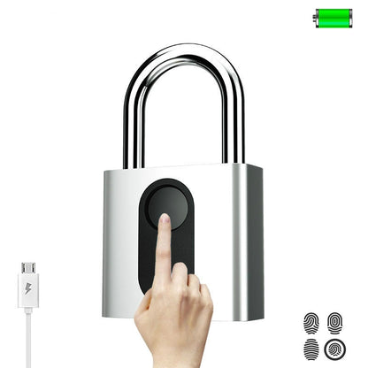 ELECTROPRIME USB Rechargeable Door Lock Fingerprint Padlock Quick Unlock Security Keyless Smart Metal Lock