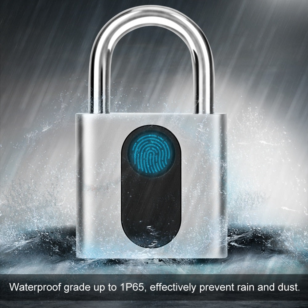 ELECTROPRIME USB Rechargeable Door Lock Fingerprint Padlock Quick Unlock Security Keyless Smart Metal Lock