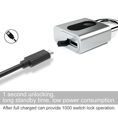 ELECTROPRIME USB Rechargeable Door Lock Fingerprint Padlock Quick Unlock Security Keyless Smart Metal Lock