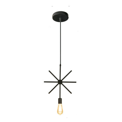 ELECTROPRIME Simple and Creative Wrought Iron Geometric Chandelier Bar Exhibition Hall Clothing Store Restaurant Hotel Decorative Light without Light Bulb(Mi Shape)