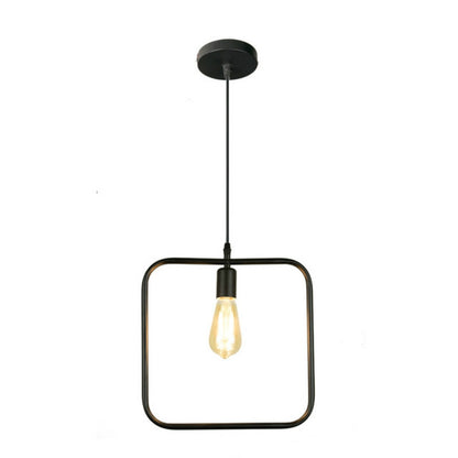 ELECTROPRIME Simple and Creative Wrought Iron Geometric Chandelier Bar Exhibition Hall Clothing Store Restaurant Hotel Decorative Light with Light Bulb(Square)