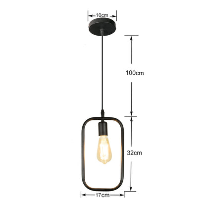 ELECTROPRIME Simple and Creative Wrought Iron Geometric Chandelier Bar Exhibition Hall Clothing Store Restaurant Hotel Decorative Light with Light Bulb(Square)