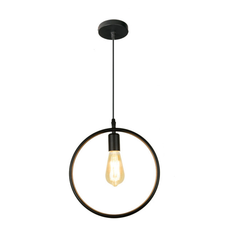 ELECTROPRIME Simple and Creative Wrought Iron Geometric Chandelier Bar Exhibition Hall Clothing Store Restaurant Hotel Decorative Light with Light Bulb(Round)