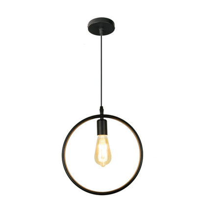 ELECTROPRIME Simple and Creative Wrought Iron Geometric Chandelier Bar Exhibition Hall Clothing Store Restaurant Hotel Decorative Light with Light Bulb(Round)