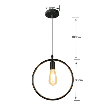 ELECTROPRIME Simple and Creative Wrought Iron Geometric Chandelier Bar Exhibition Hall Clothing Store Restaurant Hotel Decorative Light with Light Bulb(Round)
