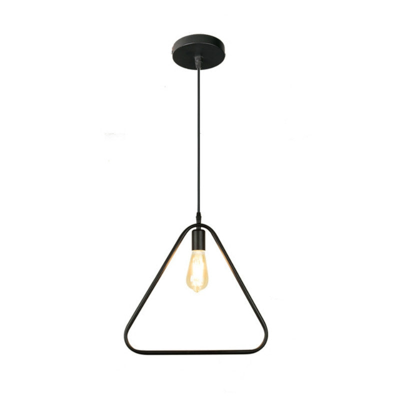 ELECTROPRIME Simple and Creative Wrought Iron Geometric Chandelier Bar Exhibition Hall Clothing Store Restaurant Hotel Decorative Light with Light Bulb(Triangle)
