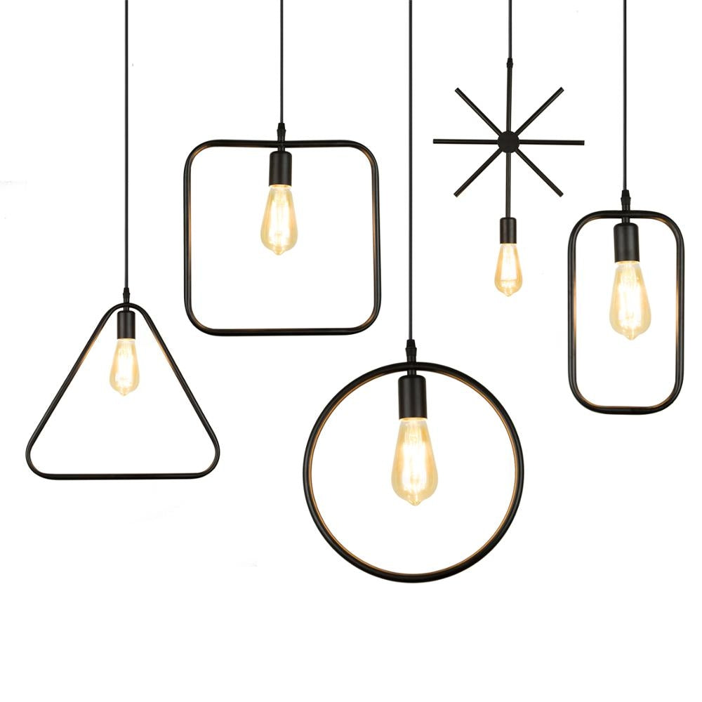 ELECTROPRIME Simple and Creative Wrought Iron Geometric Chandelier Bar Exhibition Hall Clothing Store Restaurant Hotel Decorative Light with Light Bulb(Triangle)