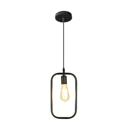 ELECTROPRIME Simple and Creative Wrought Iron Geometric Chandelier Bar Exhibition Hall Clothing Store Restaurant Hotel Decorative Light with Light Bulb(Rectangle)
