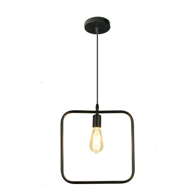 ELECTROPRIME Simple and Creative Wrought Iron Geometric Chandelier Bar Exhibition Hall Clothing Store Restaurant Hotel Decorative Light with LED Light Bulb(Square)