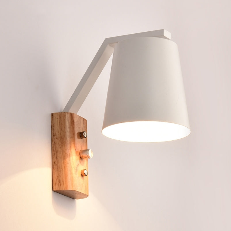 ELECTROPRIME Creative Bedroom Study Bedside Balcony Aisle Porch Hotel Cafe Wood Wall Lamp Switch Light, Light Source:without Light Source(White)