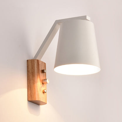 ELECTROPRIME Creative Bedroom Study Bedside Balcony Aisle Porch Hotel Cafe Wood Wall Lamp Switch Light, Light Source:without Light Source(White)