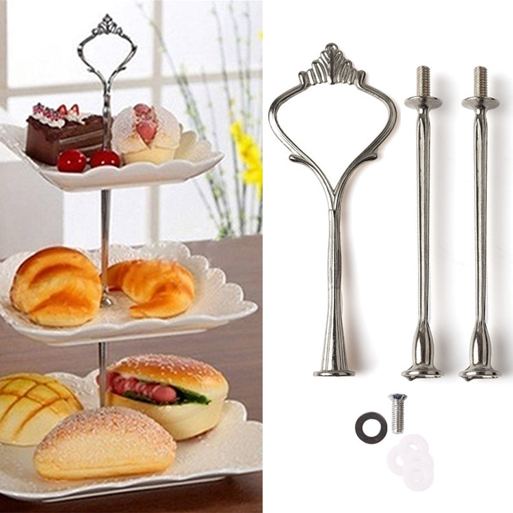 ELECTROPRIME 1 Set Sweets Candy Cupcake Tray Wedding Party Cake Display Stand Zinc Alloy Golden Tone cake stand(Silver)