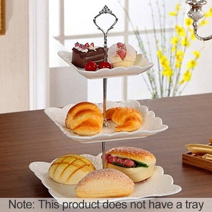 ELECTROPRIME 1 Set Sweets Candy Cupcake Tray Wedding Party Cake Display Stand Zinc Alloy Golden Tone cake stand(Silver)