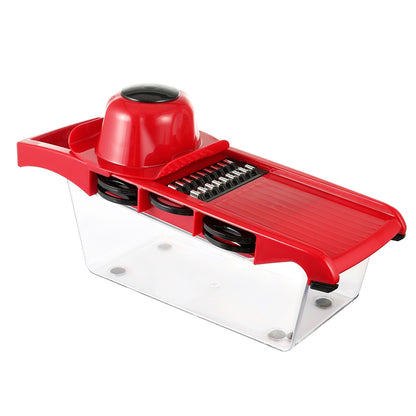 ELECTROPRIME 10 in 1 Multifuction Vegetable Cutter Stainless Steel Blade Manual Potato Onion Peeler Carrot Grater Dicer(Red)