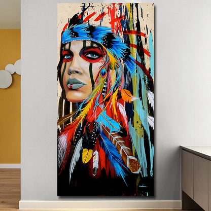 ELECTROPRIME Modern Wall Art Prints Coloful Girl Feathered Women Canvas Painting For Living Room Home Decor, Size:40X60cm
