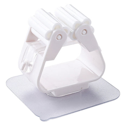 ELECTROPRIME Mop Holder Wall Mounted Organizer Holder Household Kitchen Bathroom Adhesive Storage Broom Hanger Clip Hook Racks(White)