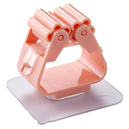 ELECTROPRIME Mop Holder Wall Mounted Organizer Holder Household Kitchen Bathroom Adhesive Storage Broom Hanger Clip Hook Racks(Pink)