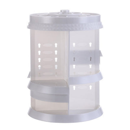 ELECTROPRIME 360 Degree Rotating Makeup Storage Box Diamond Shape Drawer Multilayer Dresser Desktop Shelf With Drawer(White)