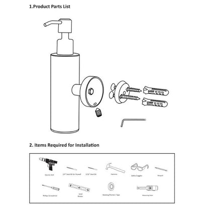 ELECTROPRIME 304 Stainless Steel Wall-mounted Manual Soap Dispenser, Style:Square Table Top