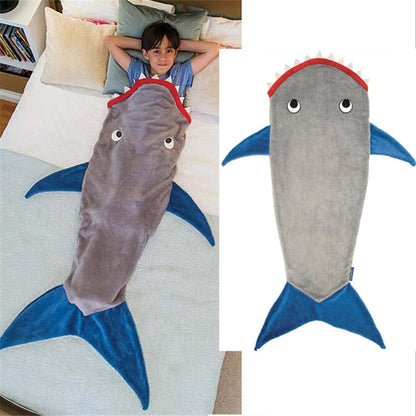 ELECTROPRIME Winter Shark Mermaid Sleeping Blanket Sleeping Swaddle Soft Wool Children Sleeping Bag(Grey Shark)
