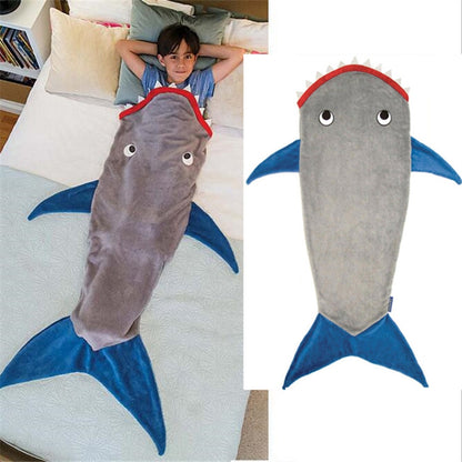 ELECTROPRIME Winter Shark Mermaid Sleeping Blanket Sleeping Swaddle Soft Wool Children Sleeping Bag(Grey Shark)
