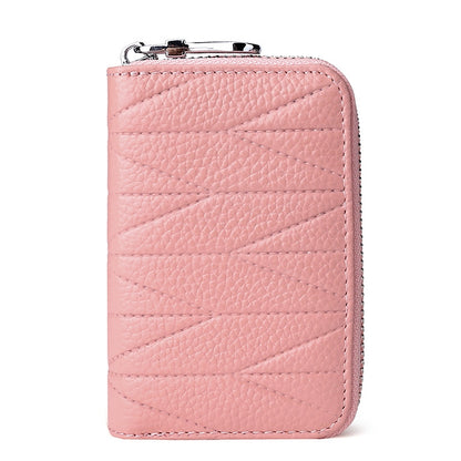 ELECTROPRIME Multi-card Zipper Card Bit Card Small Purse Simple Organ Card Package(Peach Pollen)