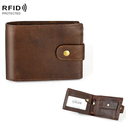 ELECTROPRIME Crazy Horse Pattern Multi-bit Leather Card Bag Anti-magnetic RFID Men Wallet