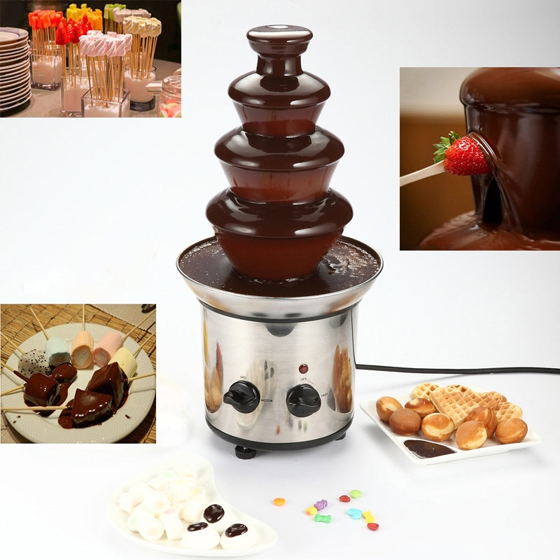 ELECTROPRIME 4 Layers Electrical Chocolate Fountain Chocolate Melt Fondue Waterfall Machine