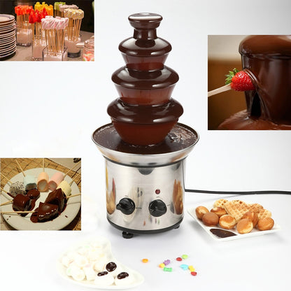 ELECTROPRIME 4 Layers Electrical Chocolate Fountain Chocolate Melt Fondue Waterfall Machine