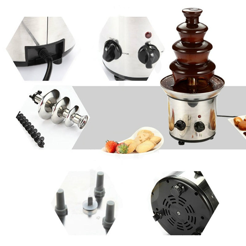 ELECTROPRIME 4 Layers Electrical Chocolate Fountain Chocolate Melt Fondue Waterfall Machine