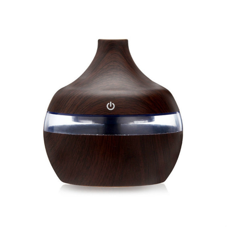 ELECTROPRIME 300ML Waterdrop Shape USB Wood Grain Aromatherapy Air Purifier Mute Humidifier, Color: Deep Wood Grain