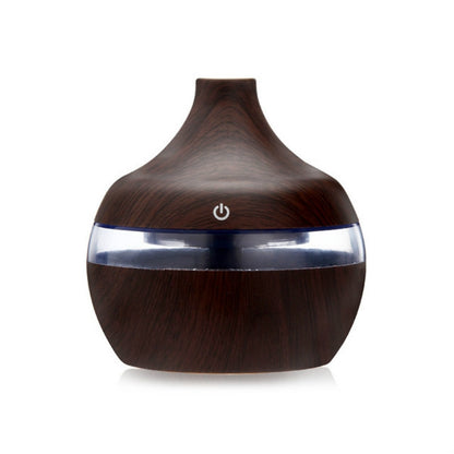 ELECTROPRIME 300ML Waterdrop Shape USB Wood Grain Aromatherapy Air Purifier Mute Humidifier, Color: Deep Wood Grain