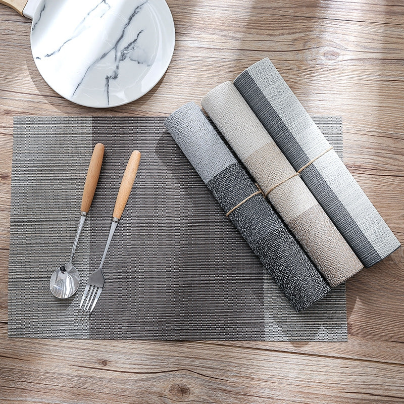 ELECTROPRIME 1796 Simple PVC Non-slip Insulation Table Mat Disposable Green Dishes Western Table Mat, Size:30 x 45cm(Vertical Bar Coffee)