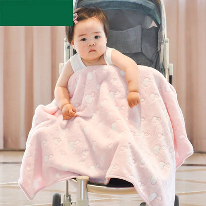 ELECTROPRIME Summer Thin Coral Flannel Office Nap Blanket, Size:100x150cm(Green Clouds)