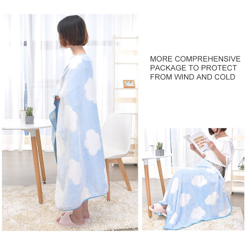 ELECTROPRIME Summer Thin Coral Flannel Office Nap Blanket, Size:100x150cm(Green Clouds)