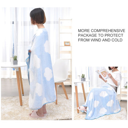 ELECTROPRIME Summer Thin Coral Flannel Office Nap Blanket, Size:100x150cm(Green Clouds)