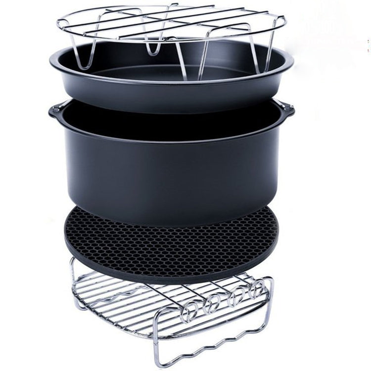 ELECTROPRIME 5 in 1 Fryer Accessory Set Multifunctional Air Fryer Set Grill Pizza Pan Five-piece set (round baking pan)